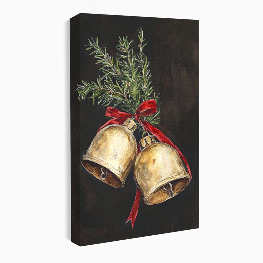 Tablou canvas cu tablou canvas cu clopotei de craciun, fara rama, pe sasiu de lemn